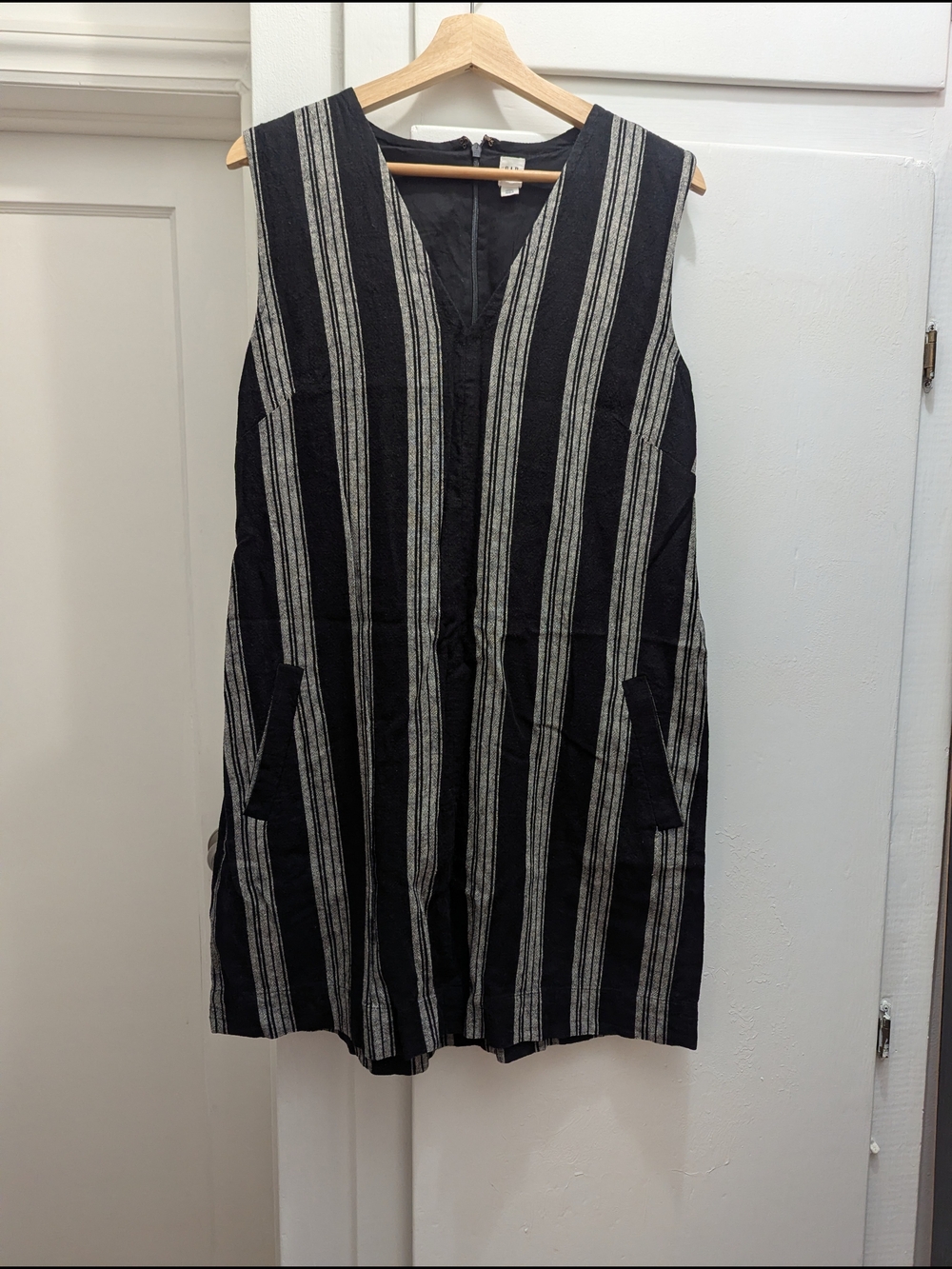 GAP Black and White Striped Linen Mini Dress